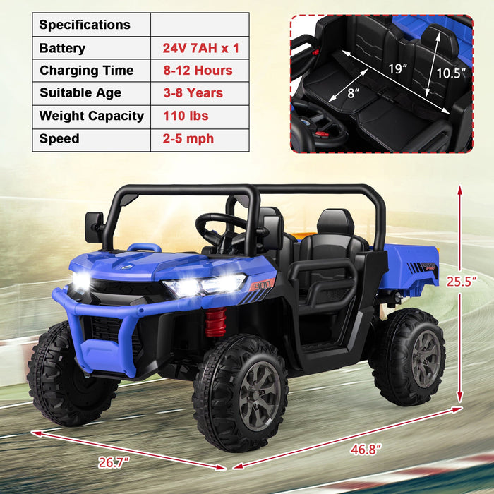 24V Ride on Dump Truck with Remote Control-Navy