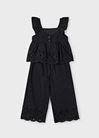 Onyx Black Eyelet Wide Leg Pant and Top Set