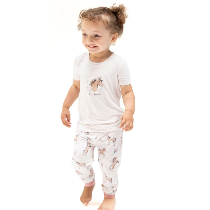 I Love Horses Short Sleeve Loungewear Set
