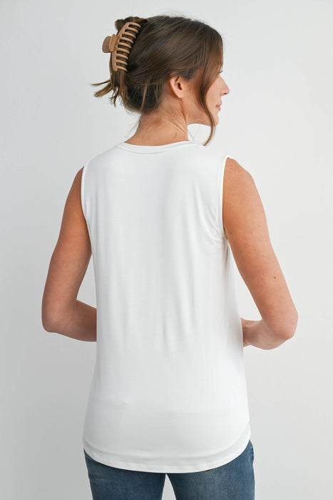 Double Layer Sleeveless Maternity Nursing Knit Tank Top