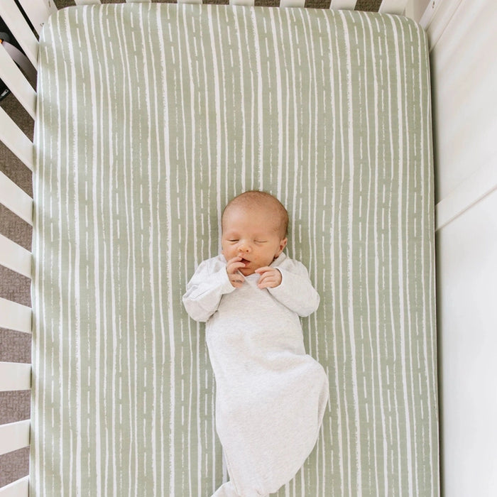 Forest Stripe Cotton Muslin Crib Sheet