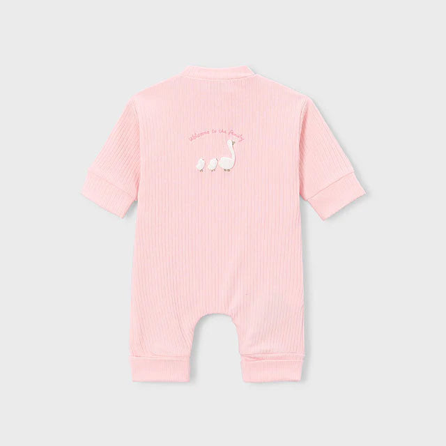 Rose Pink Ribbed Romper