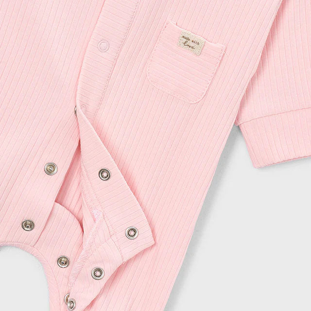 Rose Pink Ribbed Romper