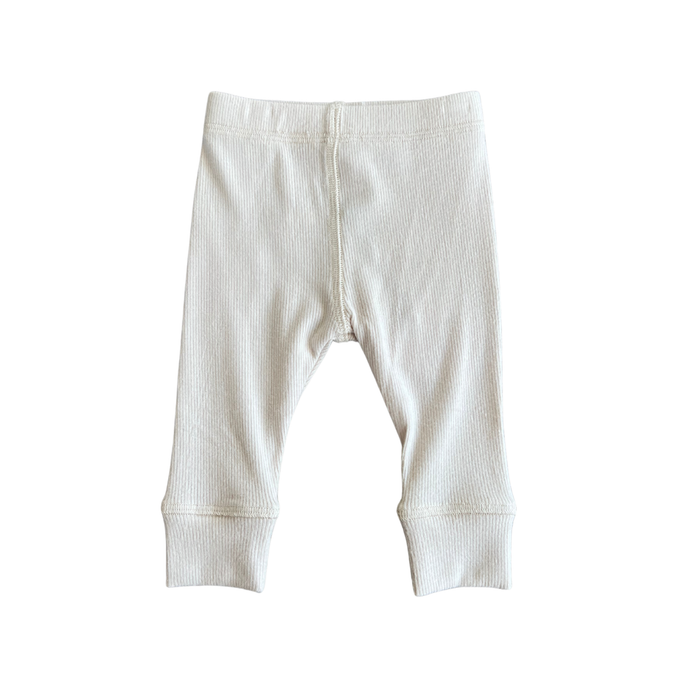 Cream Ribbed Leggings