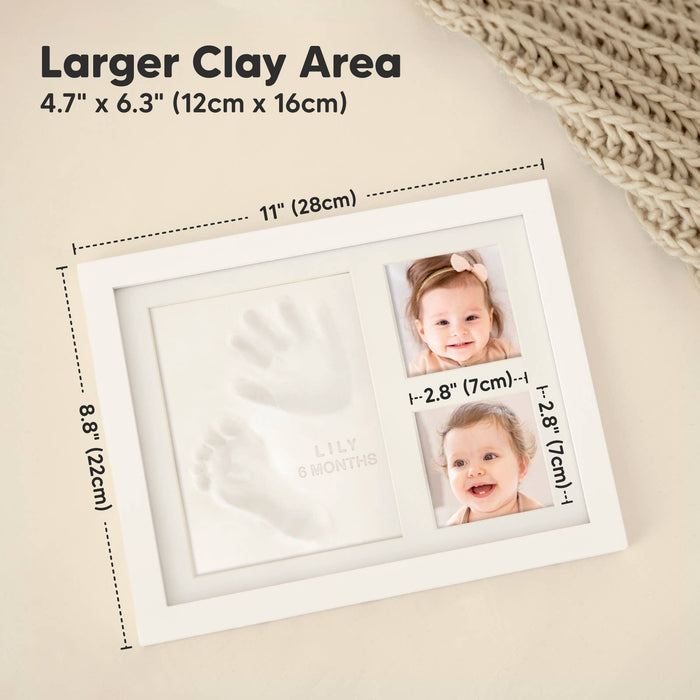 Baby Handprint, Footprint Keepsake Solo Frame: Alpine White