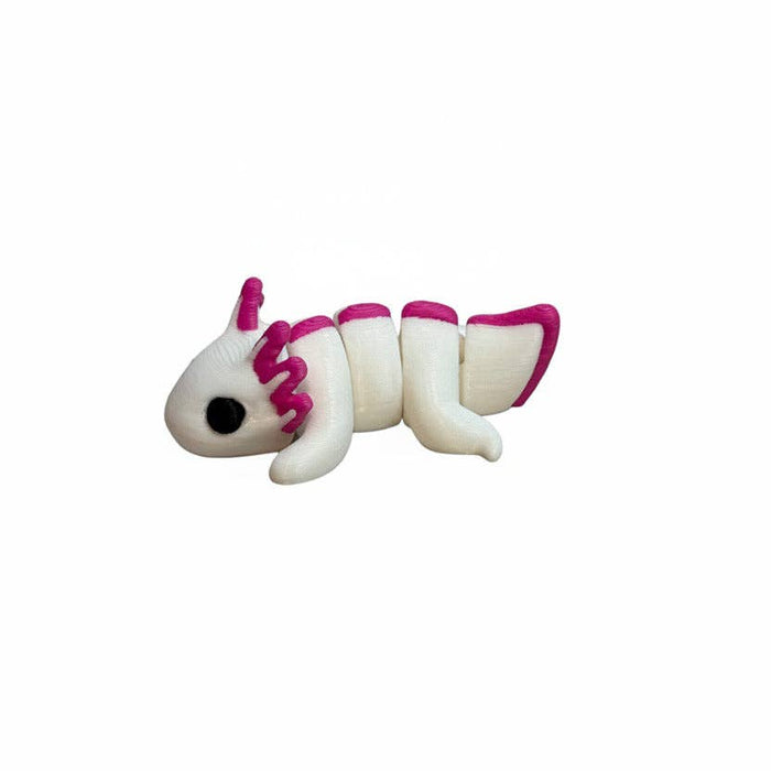 Axolotl (White and Hot Pink) • Mini 3D Printed Articulated Animal • Flexi Animals [#29] - Nature Baby Outfitter