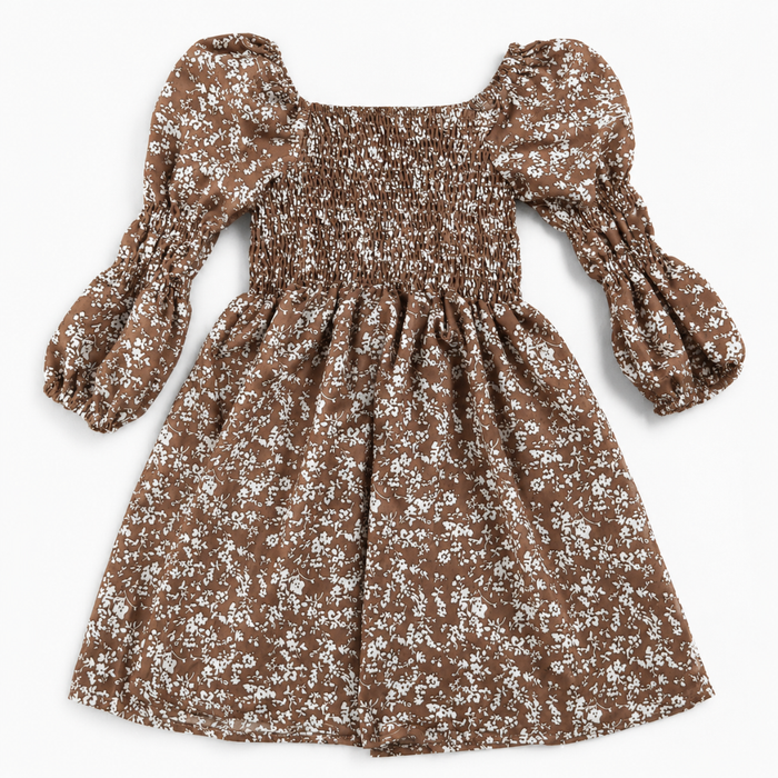 Dainty Floral Brown Dress- Child