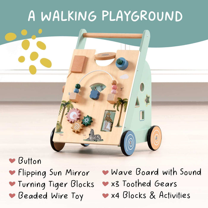 Wooden Baby Walker - Multi-Activity Push Walker Ages 18m+