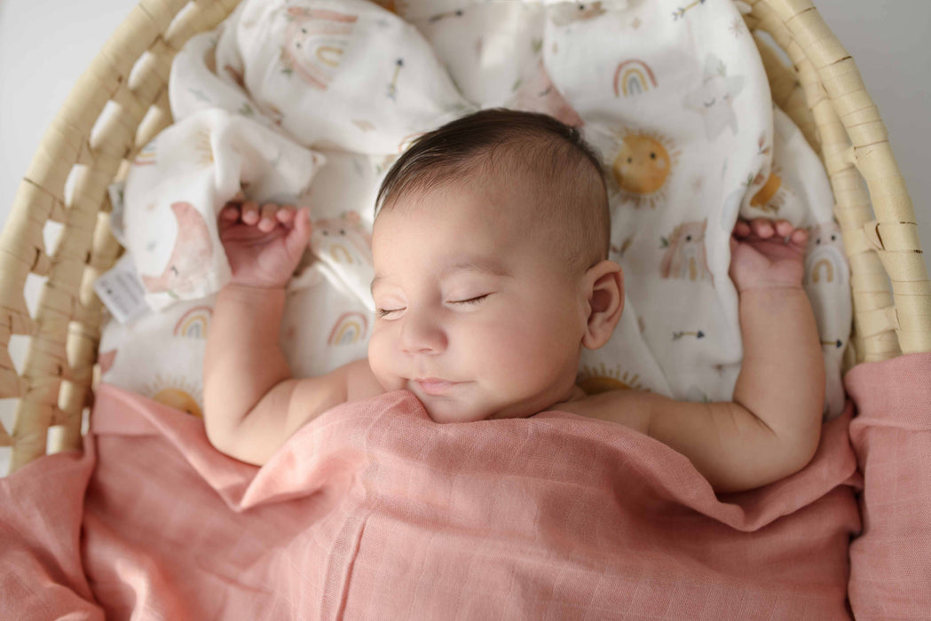 Clouds & Pink Muslin Swaddle Blankets Set