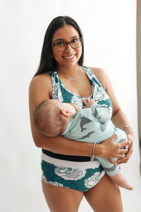 Crop Zip Up Breastfeeding Swimsuit Top - Nature Baby Outfitter
