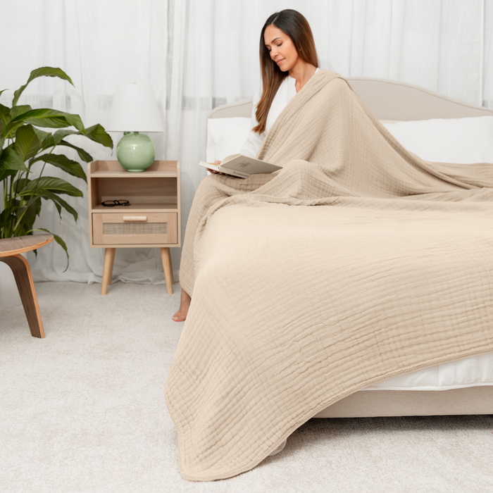 Adult Muslin Blanket in Sand