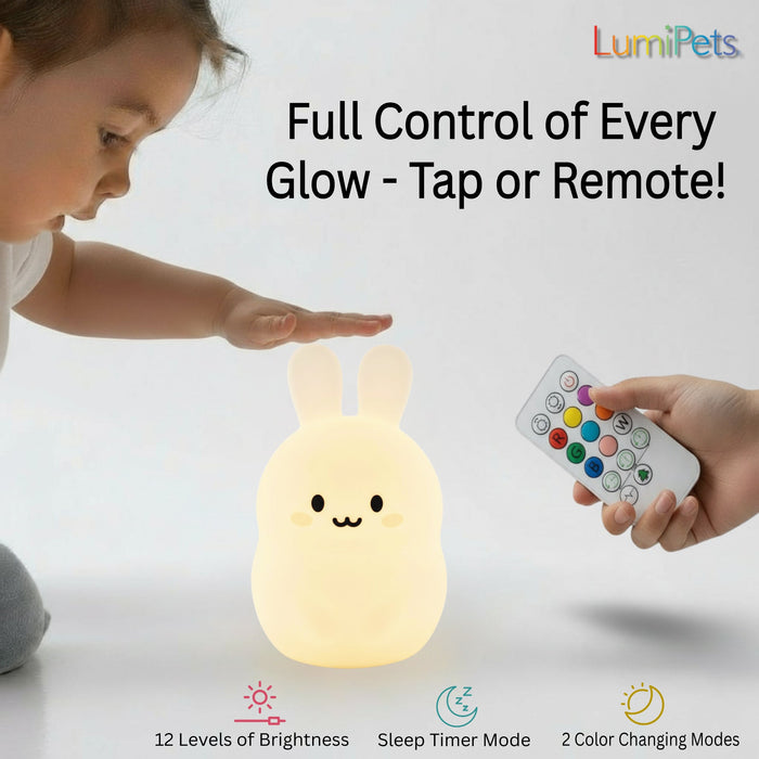 LumiPets® Baxter the Bunny- Children's Touch Night Light - Nature Baby Outfitter