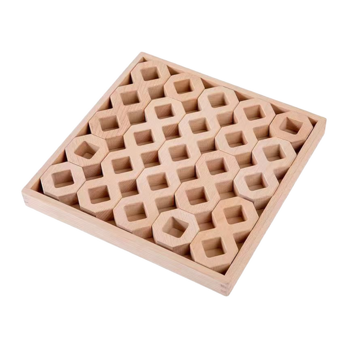 **Pre-order (Ships in 2-3 Weeks)**12-Piece Wooden Window Building Blocks Set with Storage Tray | Lucite-Compatible