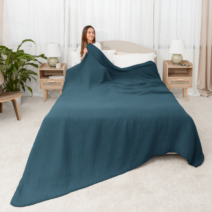 Adult Muslin Blanket in Neptune