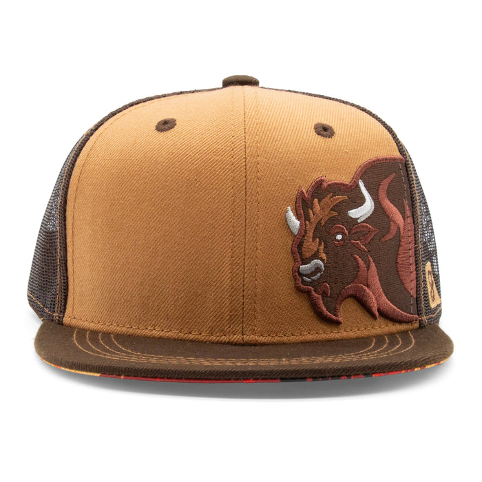 Kids Bison Flat Bill Hat Brown