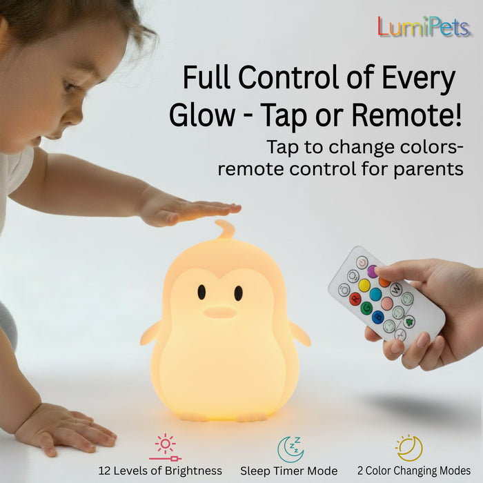 LumiPets® Pebbles the Penguin- Children's Touch Night Light - Nature Baby Outfitter