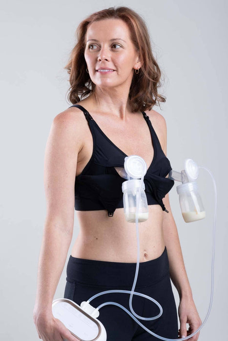 Black SuperMom™ Skin-to-Skin Nursing And Pumping Bralette w/o Padding