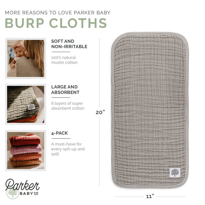 Muslin Burp Cloths - 4 Pack
