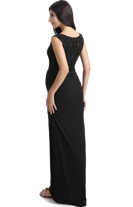 Black "Jane" Lace Back Maxi Dress Black Kimi + Kai Maternity