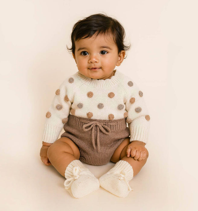 Cream Fog Lottie Dot Knit Romper