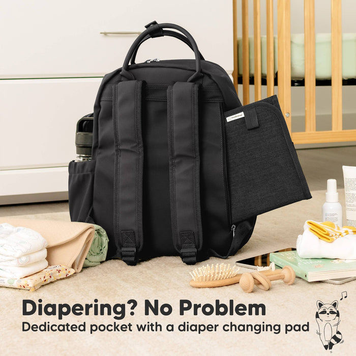 Trendy Black Jumbo Play Diaper Bag Backpack, Baby Bag with Changing Pad - Nature Baby Outfitter
