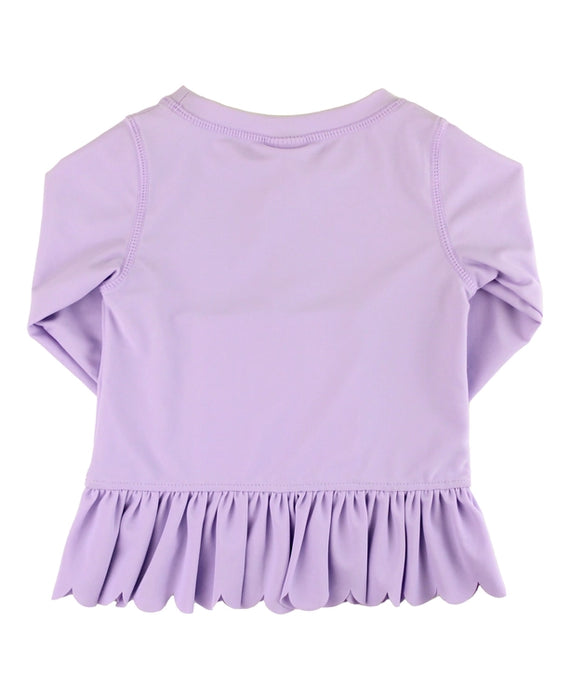 Lavender Scalloped Hem Long Sleeve Rash Guard