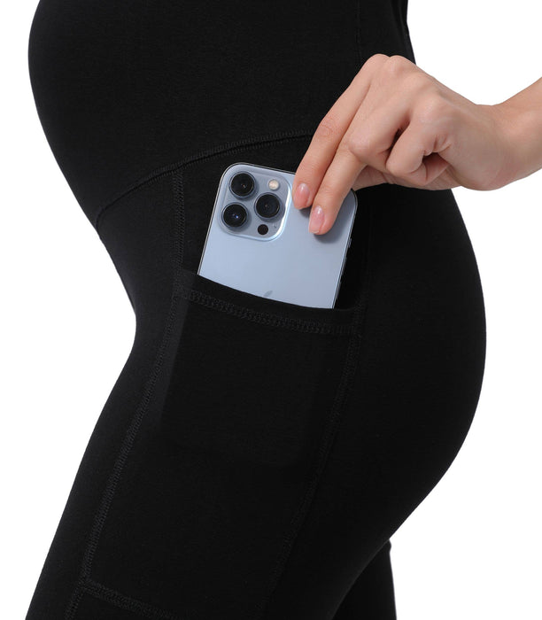 Black Pregnancy Yoga Pants with Pockets Maternity Tights