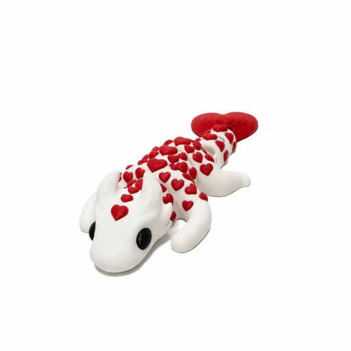 Love Dragon (Roughly 7.5 Inches Long) (White + Red) • Articulated Dragons • Flexi Dragon • Valentine's Day [#14] - Nature Baby Outfitter