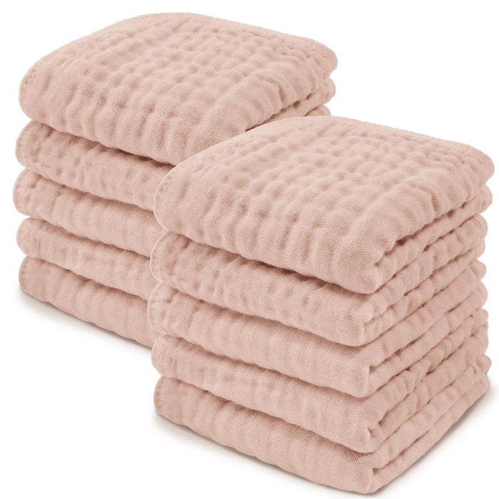 Blush Cotton Muslin Baby Washcloths - 10 Pack