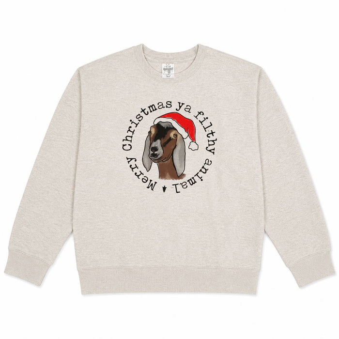 Christmas Goat Fleece Lined Adult Holiday Sweater