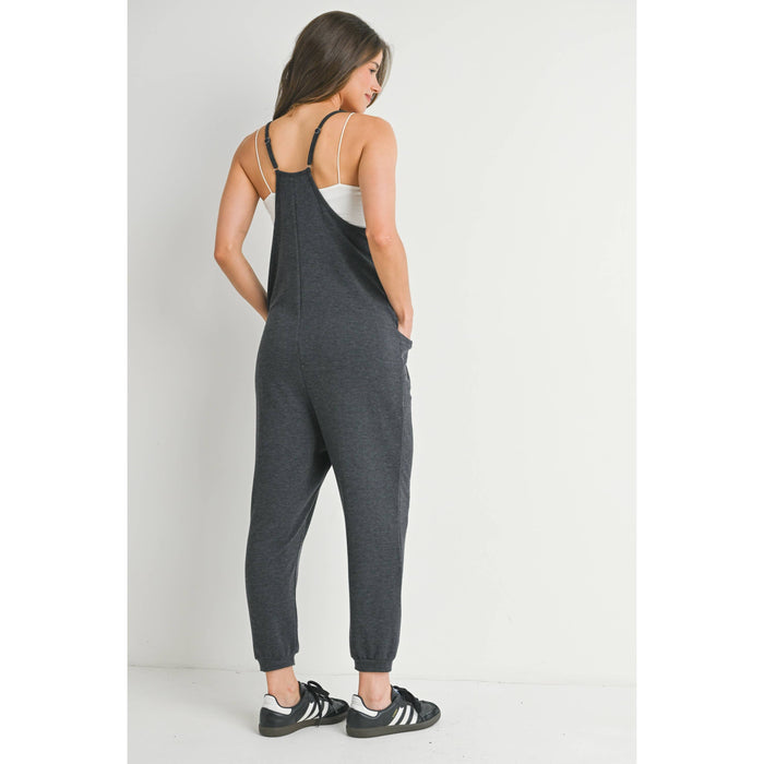 V-Neck Sleeveless Maternity Jogger Jumpsuit