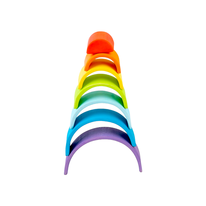 7 Pcs STAINED Mini Wooden Rainbow Stacker in Stained Purple Sunset Color