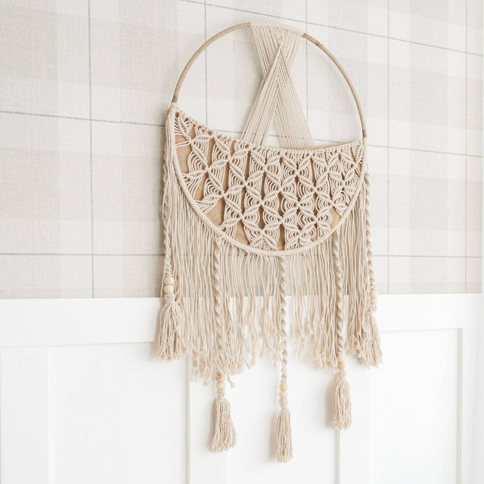 Charlie Farmhouse Macrame Boho Toy Storage with Tassels