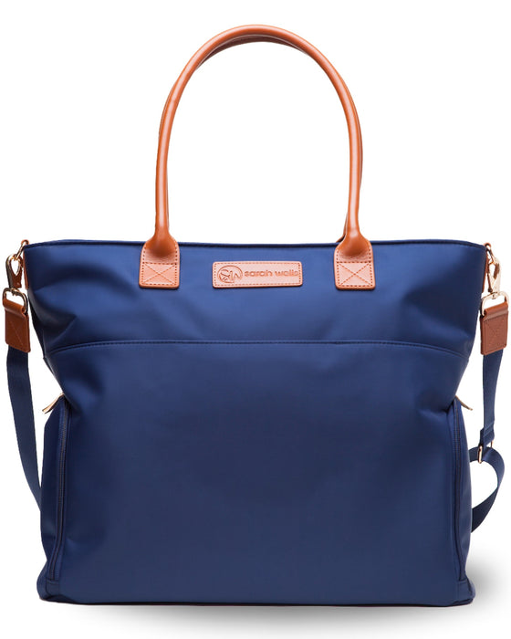 Sarah Wells Abby Breast Pump Tote – Real Leather Straps – Insulated Pockets, Laptop Storage & Easy-Clean Interior