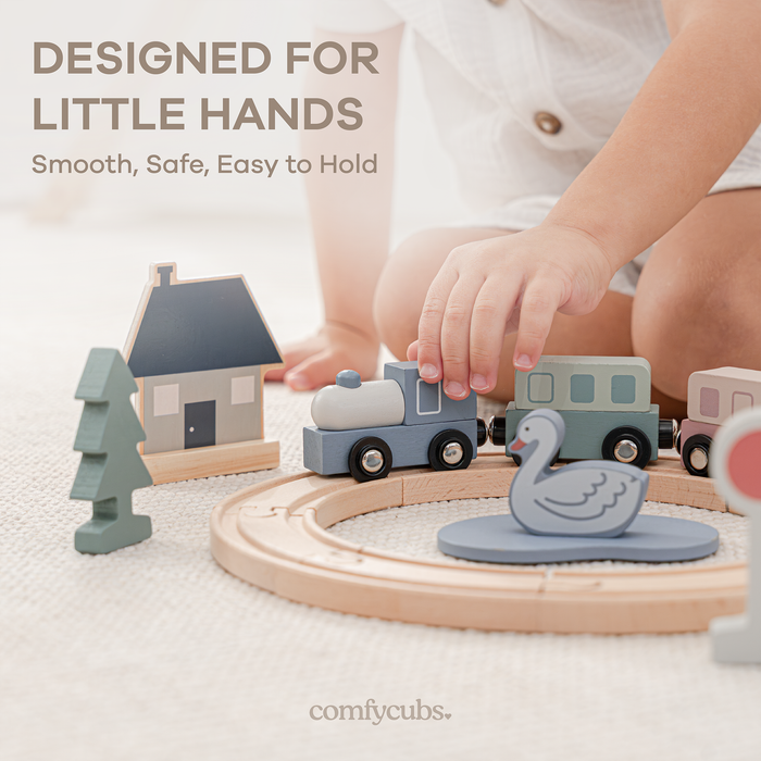 30-Piece Wooden Train Set for Toddlers Ages 1+