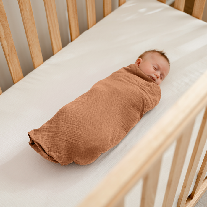 Muslin Swaddle Blankets, 42” x 42” in Sand, Cedar, Caramel, Pack of 3