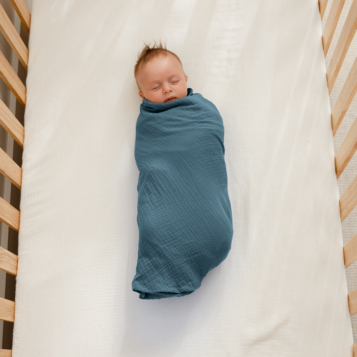 Muslin Swaddle Blankets, 42” x 42” in Neptune, Pacific Blue, Fern, Pack of 3