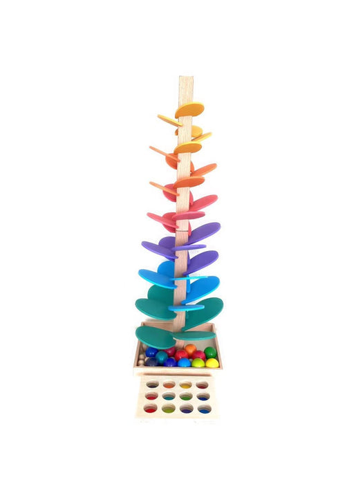 12 Pcs Rainbow Wooden Balls with Tray – Primary Colors (1.4” Diameter)