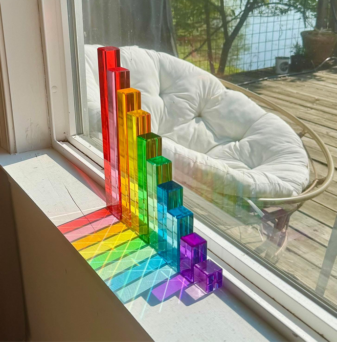 10-Piece Crystal Clear Pyramid Lucite Blocks – High Transparency Acrylic Stair Blocks