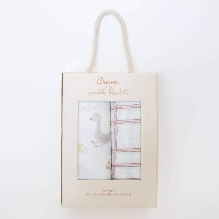 Charlie 2-pc. Farmhouse Goose/Check Swaddle Set