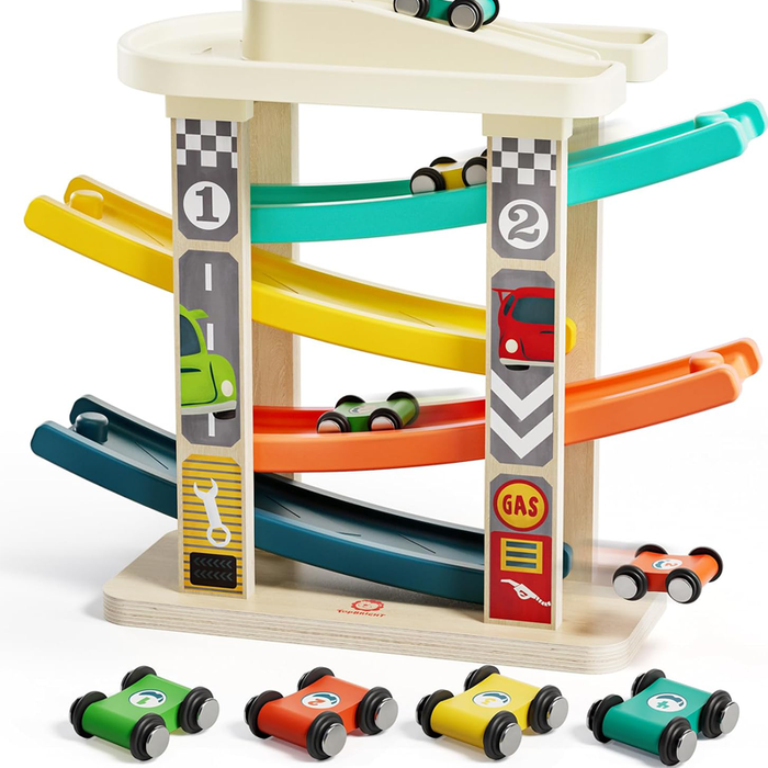 Toddler Wooden Race Track Car Ramp