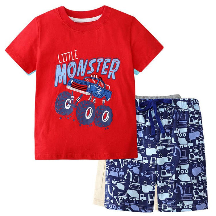 Animal Print Cotton T-Shirt and Shorts Set
