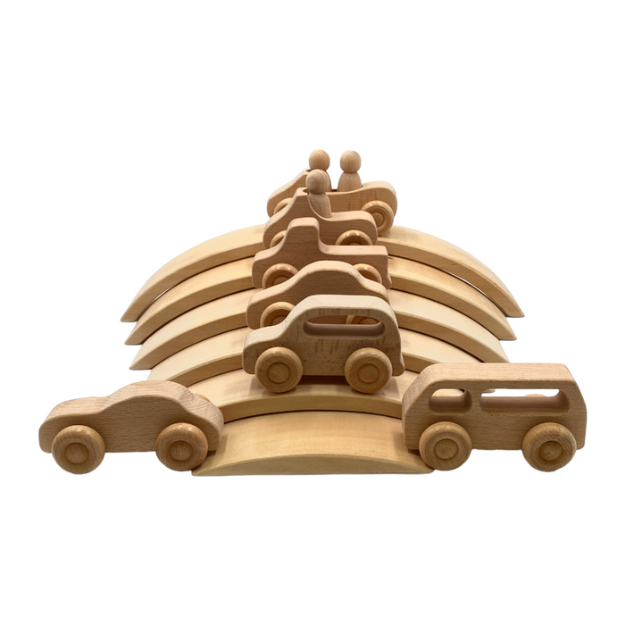 **Pre-order (Ships in 2-3 Weeks)**6 Pcs Wooden Bridge Stacking Building Blocks – Natural Wood