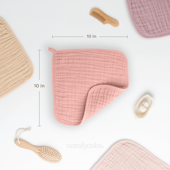 Muslin Washcloths in Bold Blush