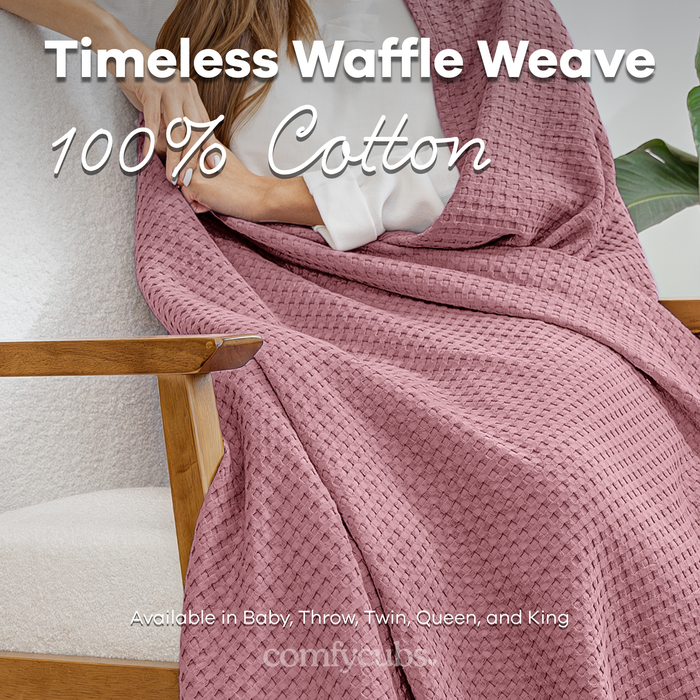 Adult Waffle Blankets in Mauve