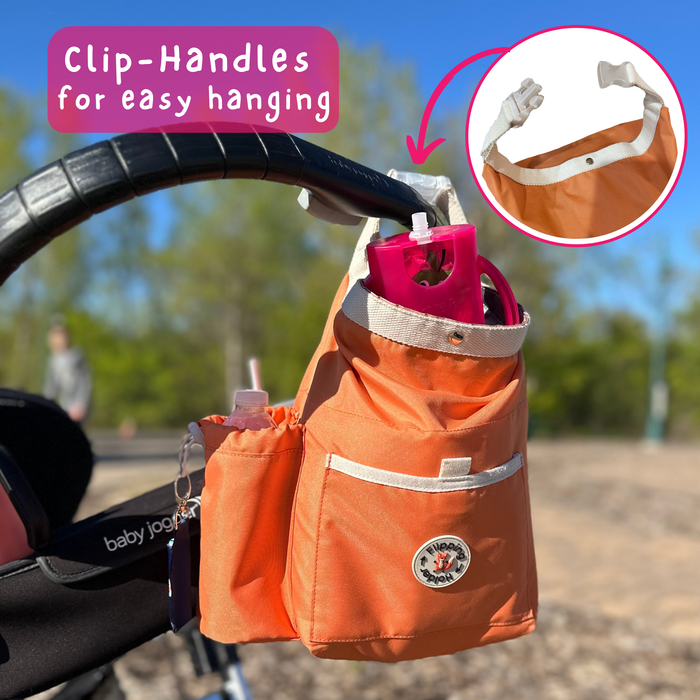 Thermal Tote with Bottle Pocket | easy carry-all bag, clip handle for convenient attachment - Nature Baby Outfitter