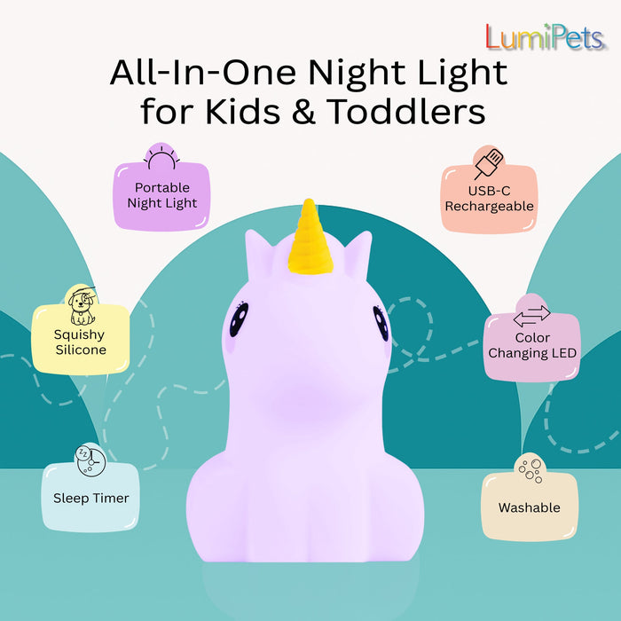 LumiPets® Unicorn - Children's Nursery Touch Night Light - Nature Baby Outfitter