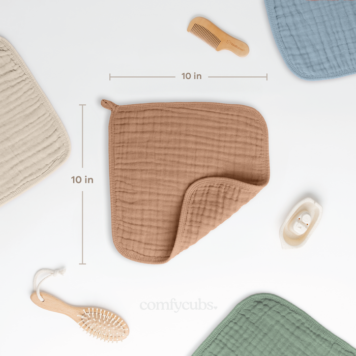 Muslin Washcloths in Caramel