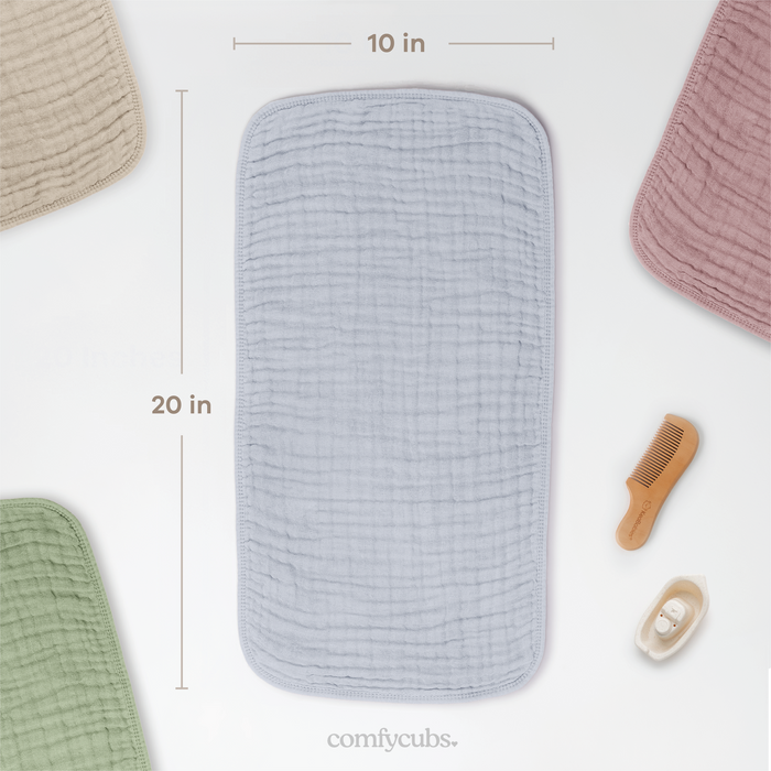 Muslin Burp Cloths in Heather Blue