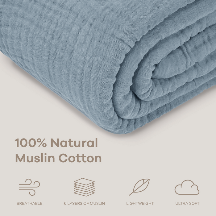 Adult Muslin Blanket in Pacific Blue
